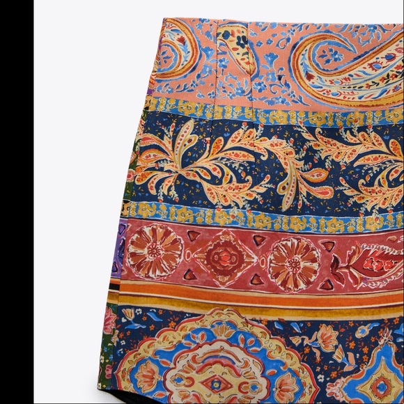 Zara Multicolor Printed Asymmetric High Waisted Mini Skirt Size XS - Picture 13 of 14